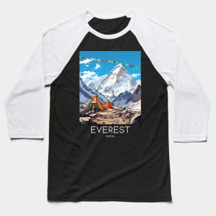 A Pop Art Travel Print of Mount Everest - Nepal Baseball T-Shirt